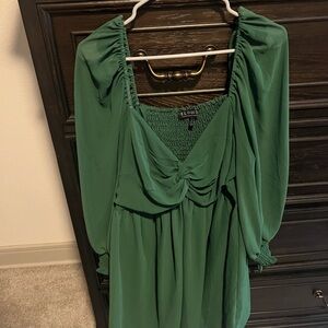 Eloquii Forest Green Gathered Dress
